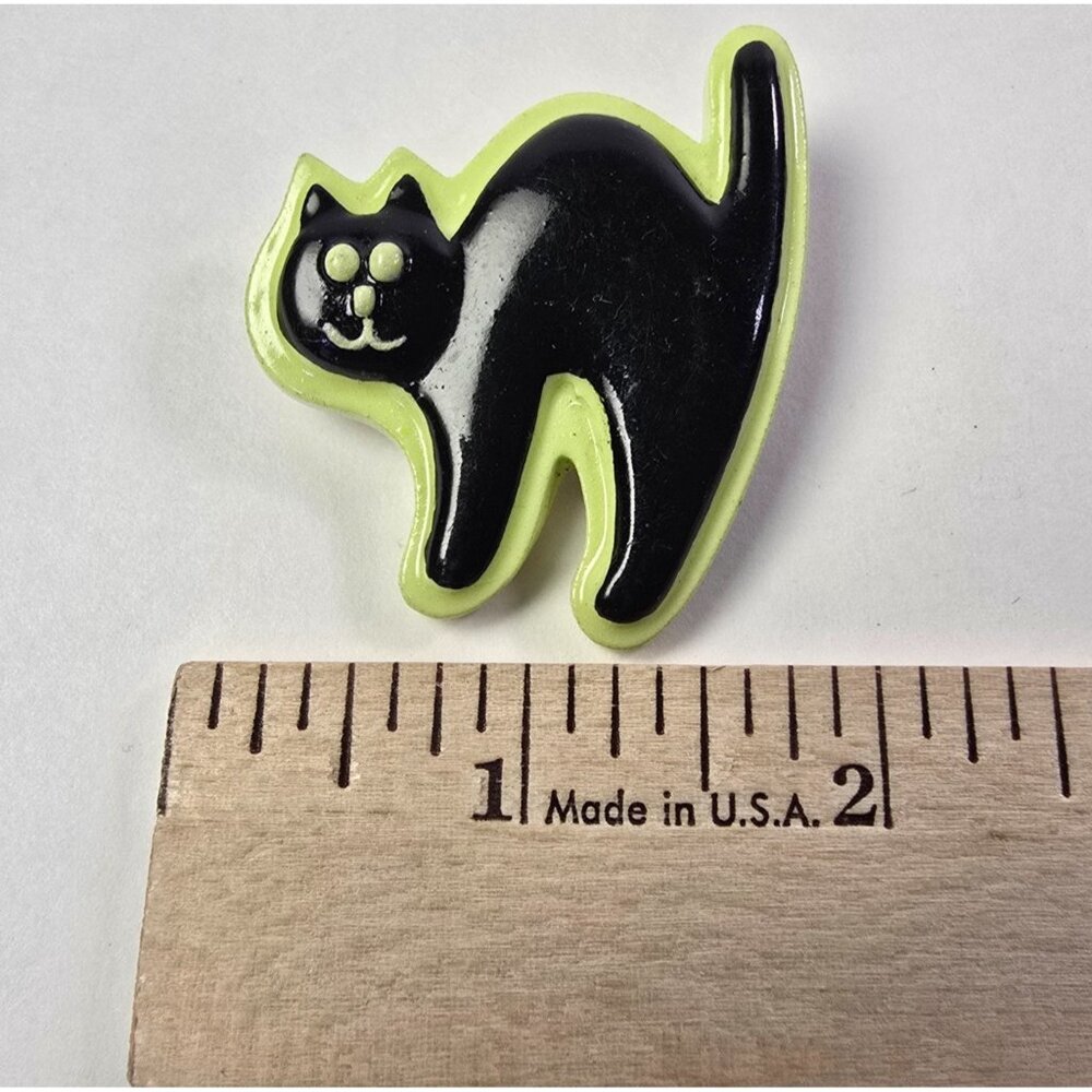 Black Cat Brooch Vintage Lapel Pin Halloween Jewelry Arched Back Goth Novelty - Picture 5 of 6
